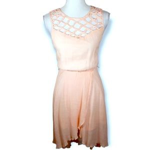 Beautiful Peach Lily Rose Soft Caged Chest Overlay Dress